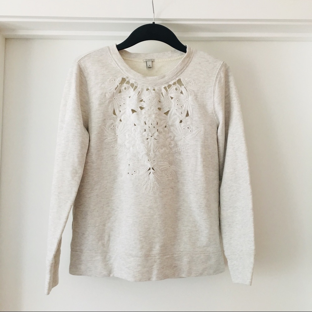 🚫SOLD🚫J. Crew heathered white cut-out pullover
